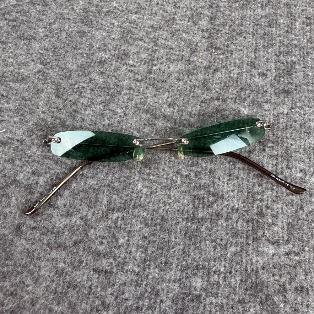 VTH Slocyclub S857 Sunglasses Brown Frame Green Lens Rimless Oval 51-17-140 C8